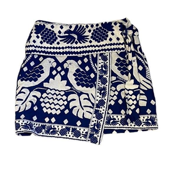 FARM Rio Jungle Scarf Wrap Mini Skirt Blue & White XS & Medium NWT! - Picture 11 of 14